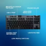 Logitech G915 X Lightspeed TKL Wireless Mechanical Gaming Keyboard, Double-Shot PBT Keycaps, Fully Programmable Keys, RGB Backlit MacPC Gaming Keyboards, Aluminum Finish, GL Tactile Switches, Black