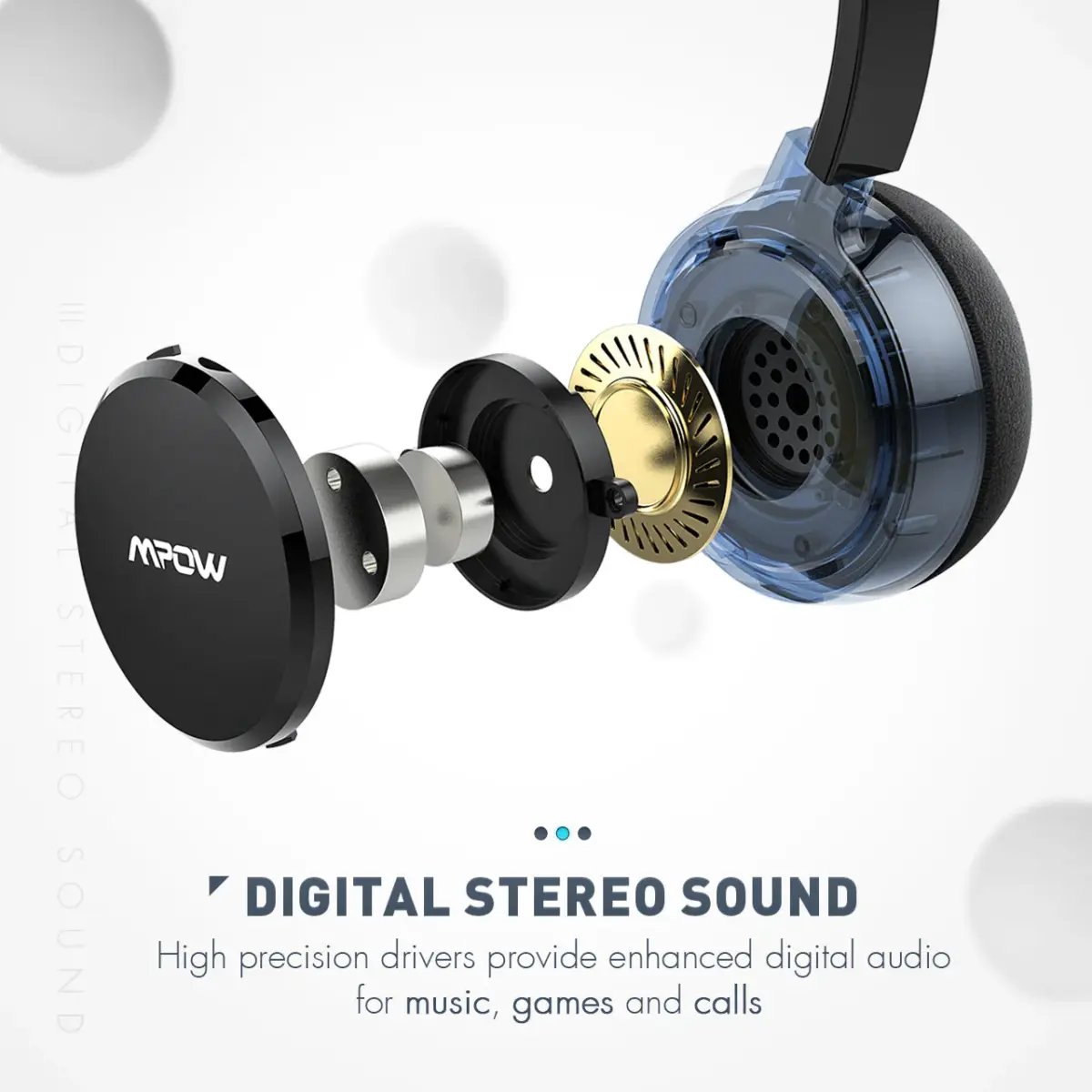 MPOW PA071A USB, 3.5MM Headset with Noise Cancelling Microphone for Work Office Online Class Skype Zoom Meeting (Blue)