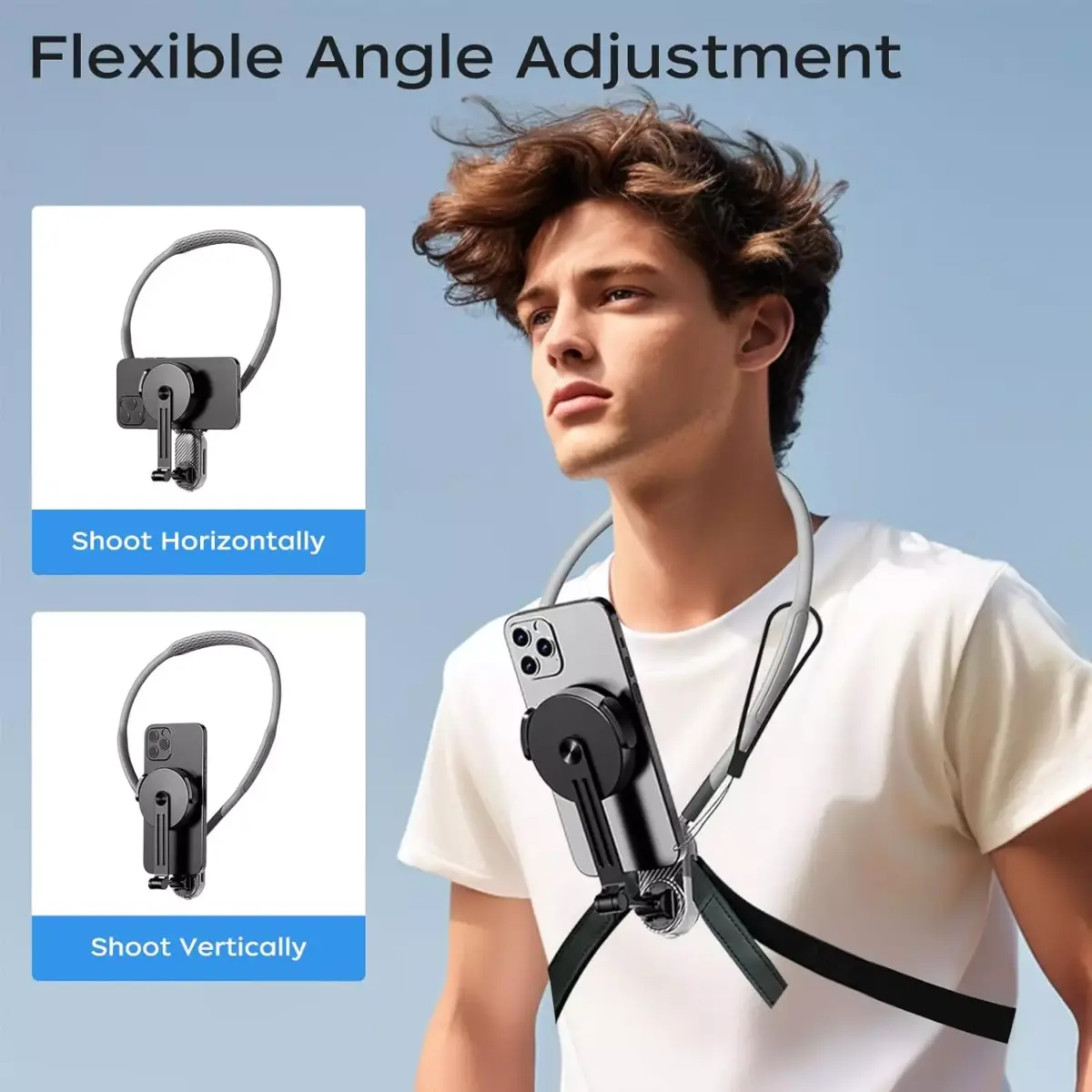 Magnetic Neck Mount for Phones, POV Phone Holder Hand Free Chest Stand Video Recording Vlog for iPhone 16 15 14 13 Android Phones