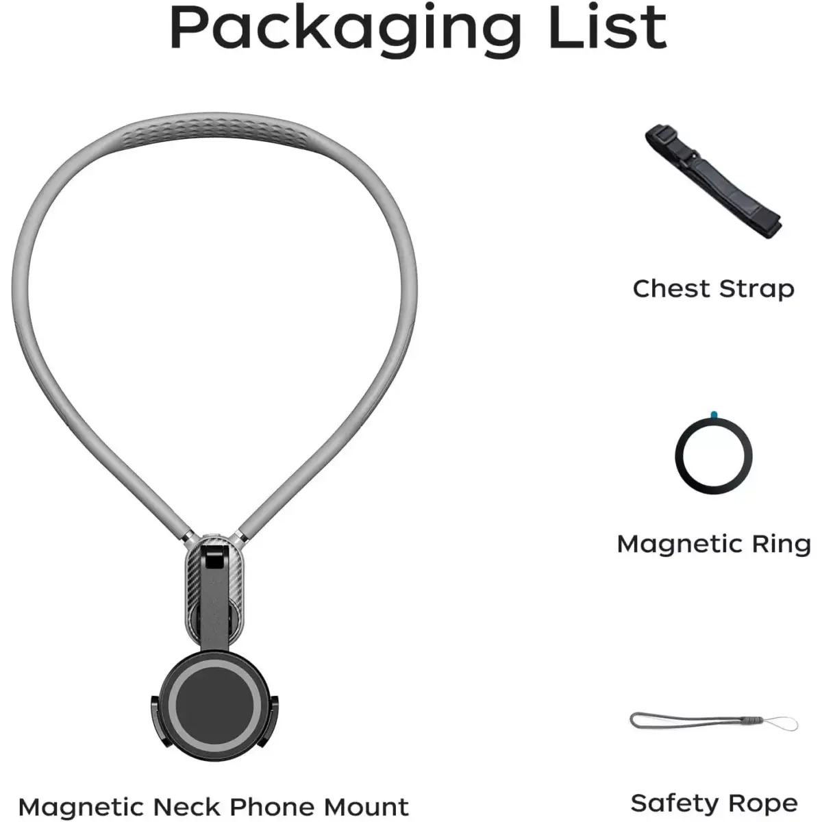 Magnetic Neck Mount for Phones, POV Phone Holder Hand Free Chest Stand Video Recording Vlog for iPhone 16 15 14 13 Android Phones
