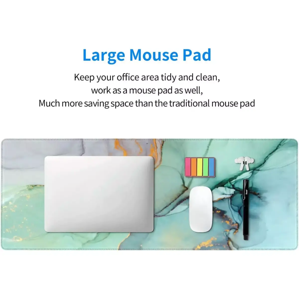 Marble Green Gaming Mouse Pad - Extended Size 80 x 40 CM
