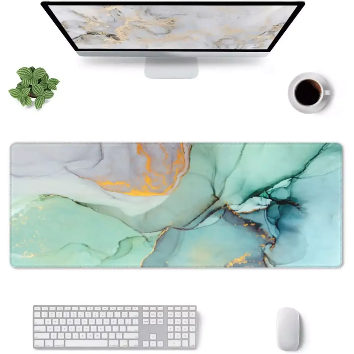 Marble Green Gaming Mouse Pad - Extended Size 80 x 40 CM