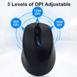 Nengshi M256 Dual Mode Wireless, Bluetooth Silent Click Mouse - Optical Sensor 1600 DPI Rechargeable USB C (Black)