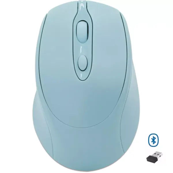 Nengshi M256 Dual Mode Wireless, Bluetooth Silent Click Mouse - Optical Sensor 1600 DPI Rechargeable USB C (Blue)