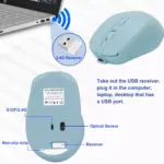 Nengshi M256 Dual Mode Wireless, Bluetooth Silent Click Mouse - Optical Sensor 1600 DPI Rechargeable USB C (Blue)