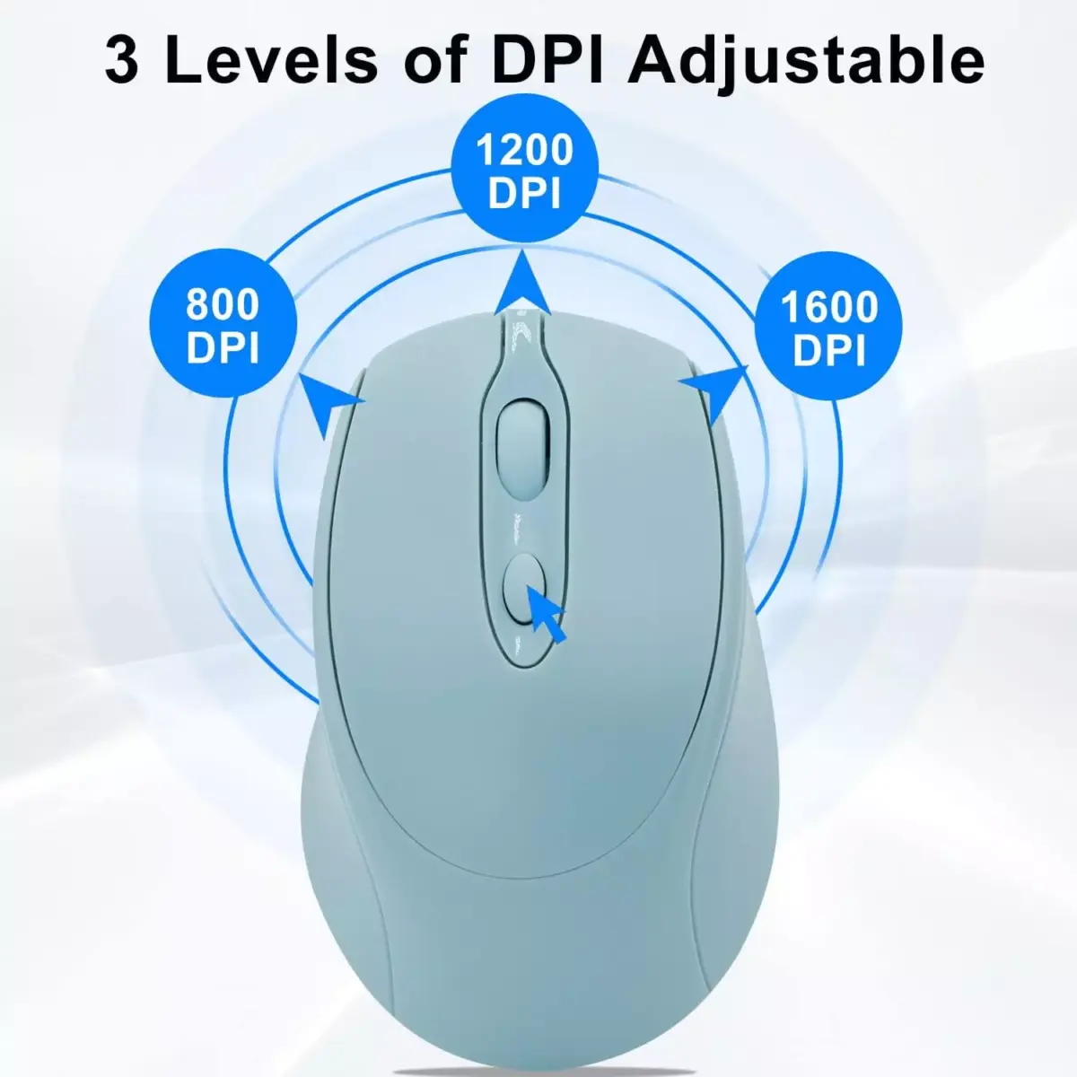 Nengshi M256 Dual Mode Wireless, Bluetooth Silent Click Mouse - Optical Sensor 1600 DPI Rechargeable USB C (Blue)