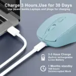Nengshi M256 Dual Mode Wireless, Bluetooth Silent Click Mouse - Optical Sensor 1600 DPI Rechargeable USB C (Blue)