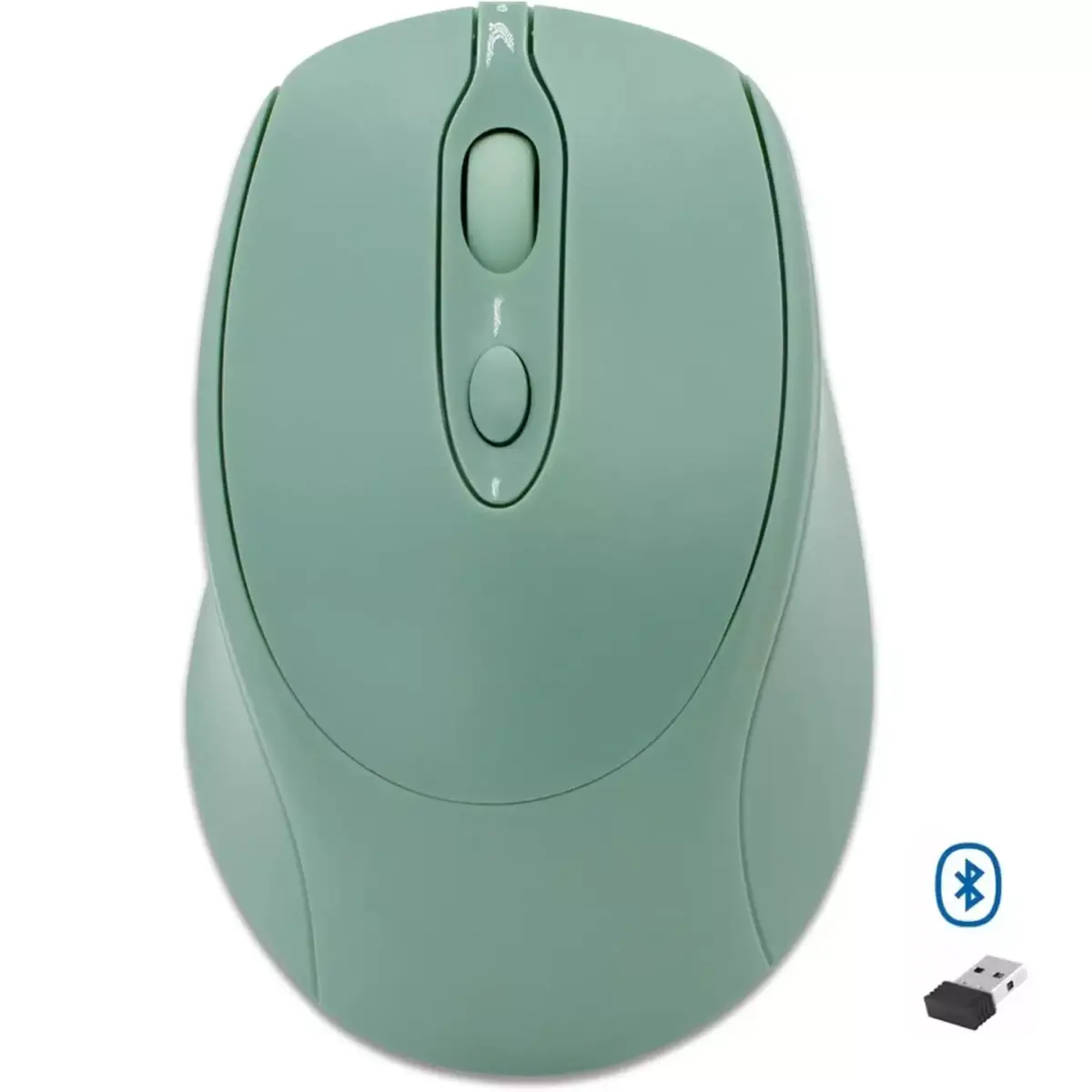 Nengshi M256 Dual Mode Wireless, Bluetooth Silent Click Mouse - Optical Sensor 1600 DPI Rechargeable USB C (Green)