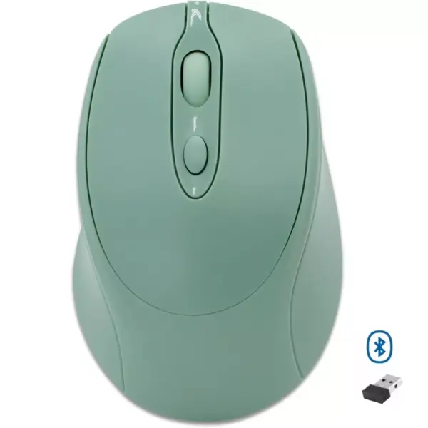 Nengshi M256 Dual Mode Wireless, Bluetooth Silent Click Mouse - Optical Sensor 1600 DPI Rechargeable USB C (Green)