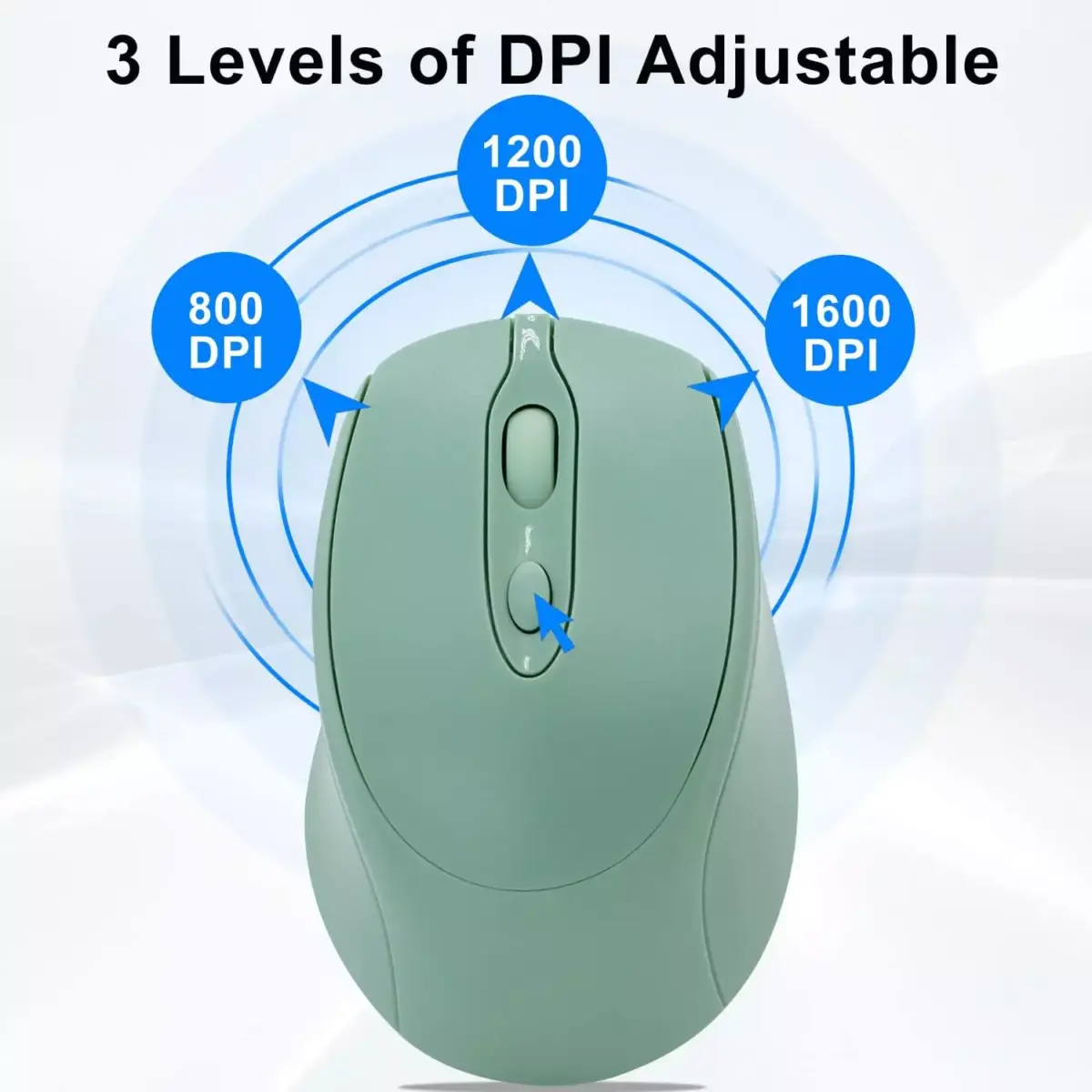 Nengshi M256 Dual Mode Wireless, Bluetooth Silent Click Mouse - Optical Sensor 1600 DPI Rechargeable USB C (Green)