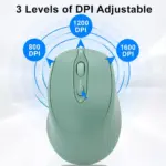 Nengshi M256 Dual Mode Wireless, Bluetooth Silent Click Mouse - Optical Sensor 1600 DPI Rechargeable USB C (Green)
