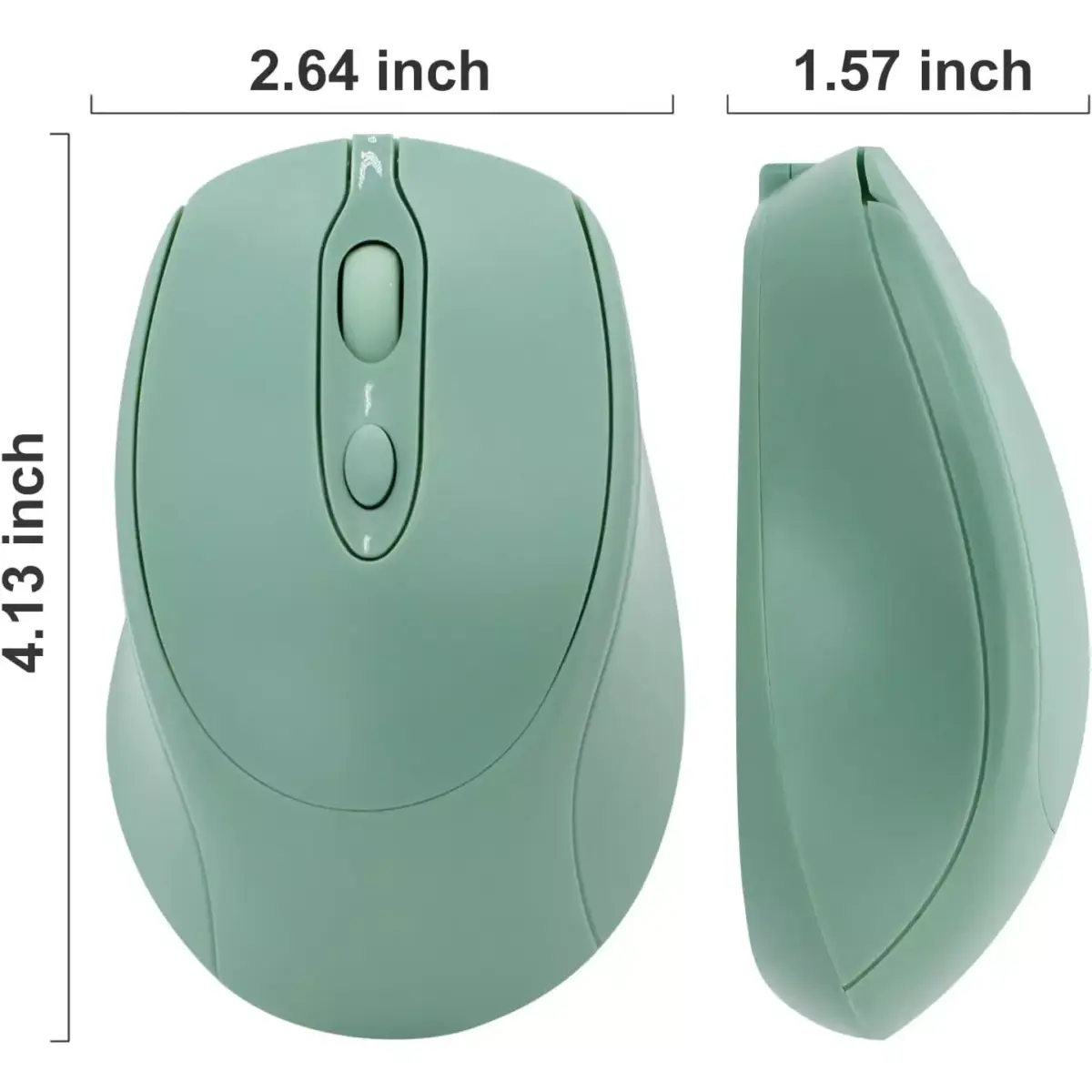 Nengshi M256 Dual Mode Wireless, Bluetooth Silent Click Mouse - Optical Sensor 1600 DPI Rechargeable USB C (Green)