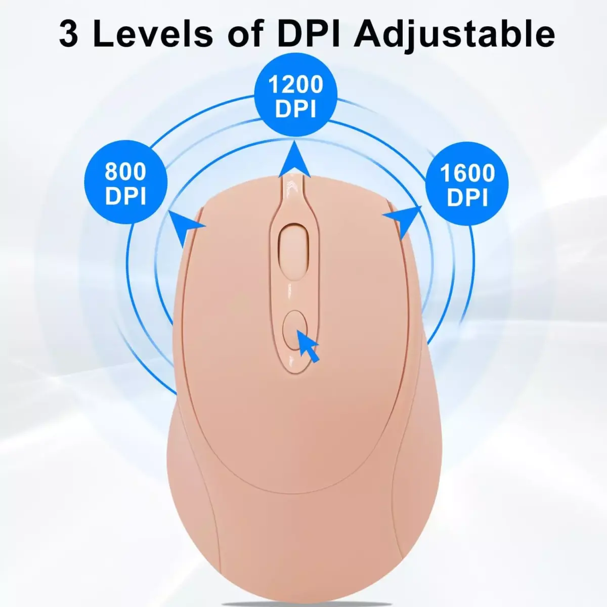 Nengshi M256 Dual Mode Wireless, Bluetooth Silent Click Mouse - Optical Sensor 1600 DPI Rechargeable USB C (Pink)