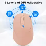 Nengshi M256 Dual Mode Wireless, Bluetooth Silent Click Mouse - Optical Sensor 1600 DPI Rechargeable USB C (Pink)