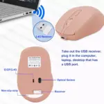 Nengshi M256 Dual Mode Wireless, Bluetooth Silent Click Mouse - Optical Sensor 1600 DPI Rechargeable USB C (Pink)