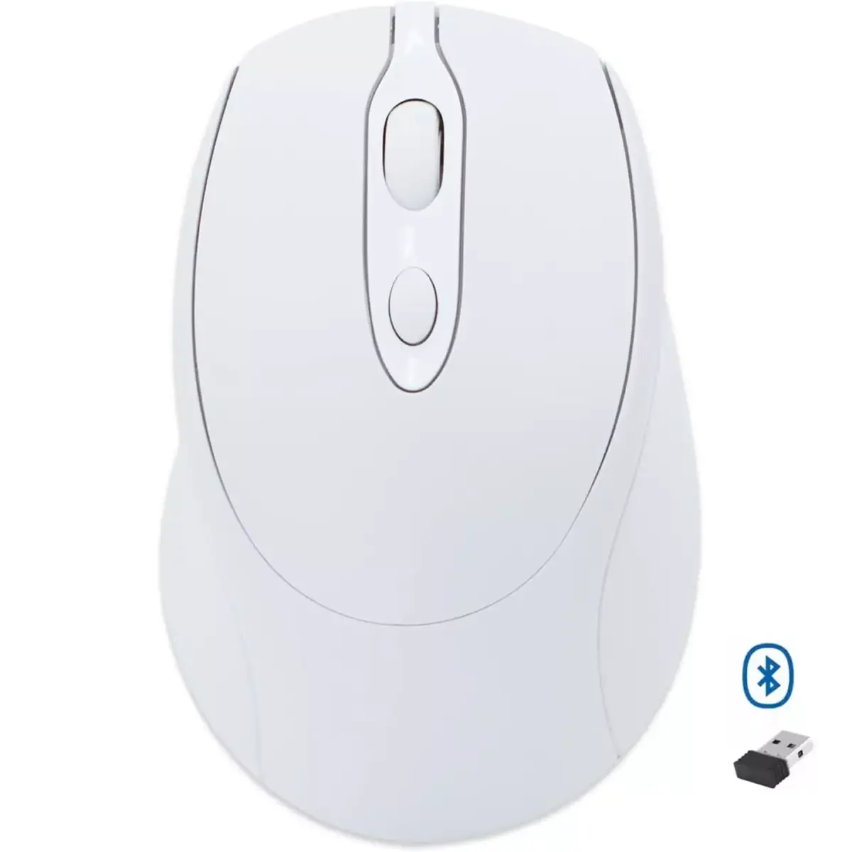 Nengshi M256 Dual Mode Wireless, Bluetooth  Silent Click Mouse - Optical Sensor 1600 DPI Rechargeable USB C (White)