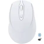 Nengshi M256 Dual Mode Wireless, Bluetooth Silent Click Mouse - Optical Sensor 1600 DPI Rechargeable USB C (White)