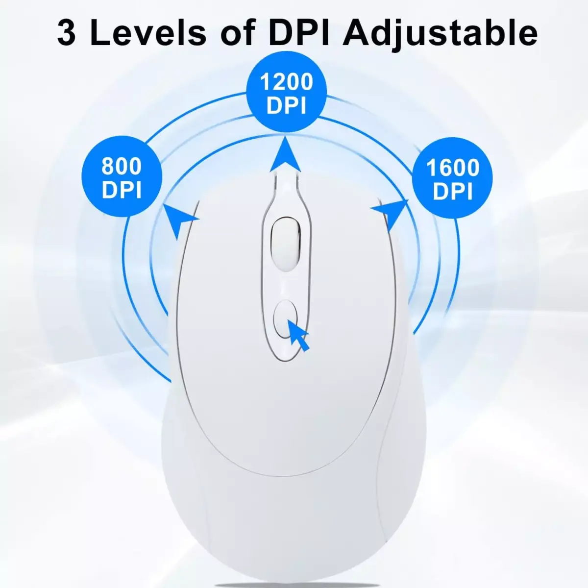 Nengshi M256 Dual Mode Wireless, Bluetooth  Silent Click Mouse - Optical Sensor 1600 DPI Rechargeable USB C (White)