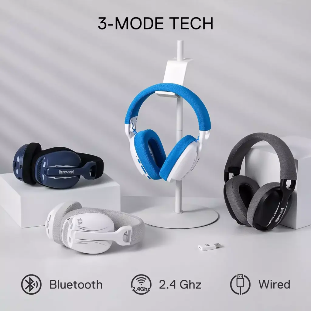 Redragon H878 SKULD PRO Wireless / Bluetooth / Wired Gaming Headset - 7.1 Surround Sound (Black&Gray)