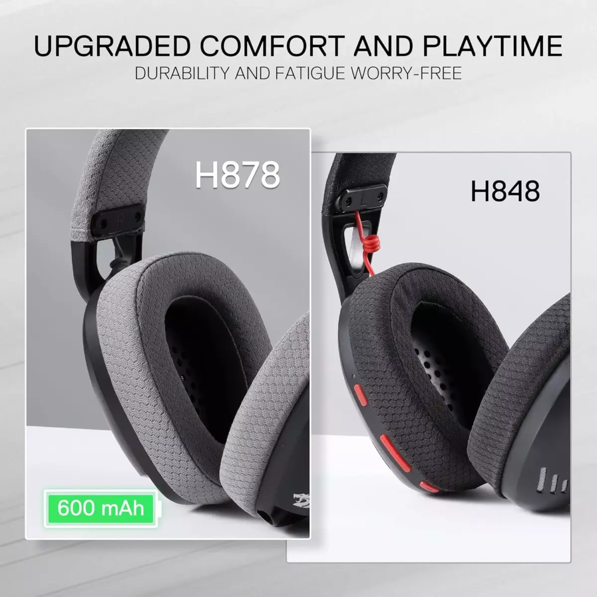 Redragon H878 SKULD PRO Wireless / Bluetooth / Wired Gaming Headset - 7.1 Surround Sound (Black&Gray)