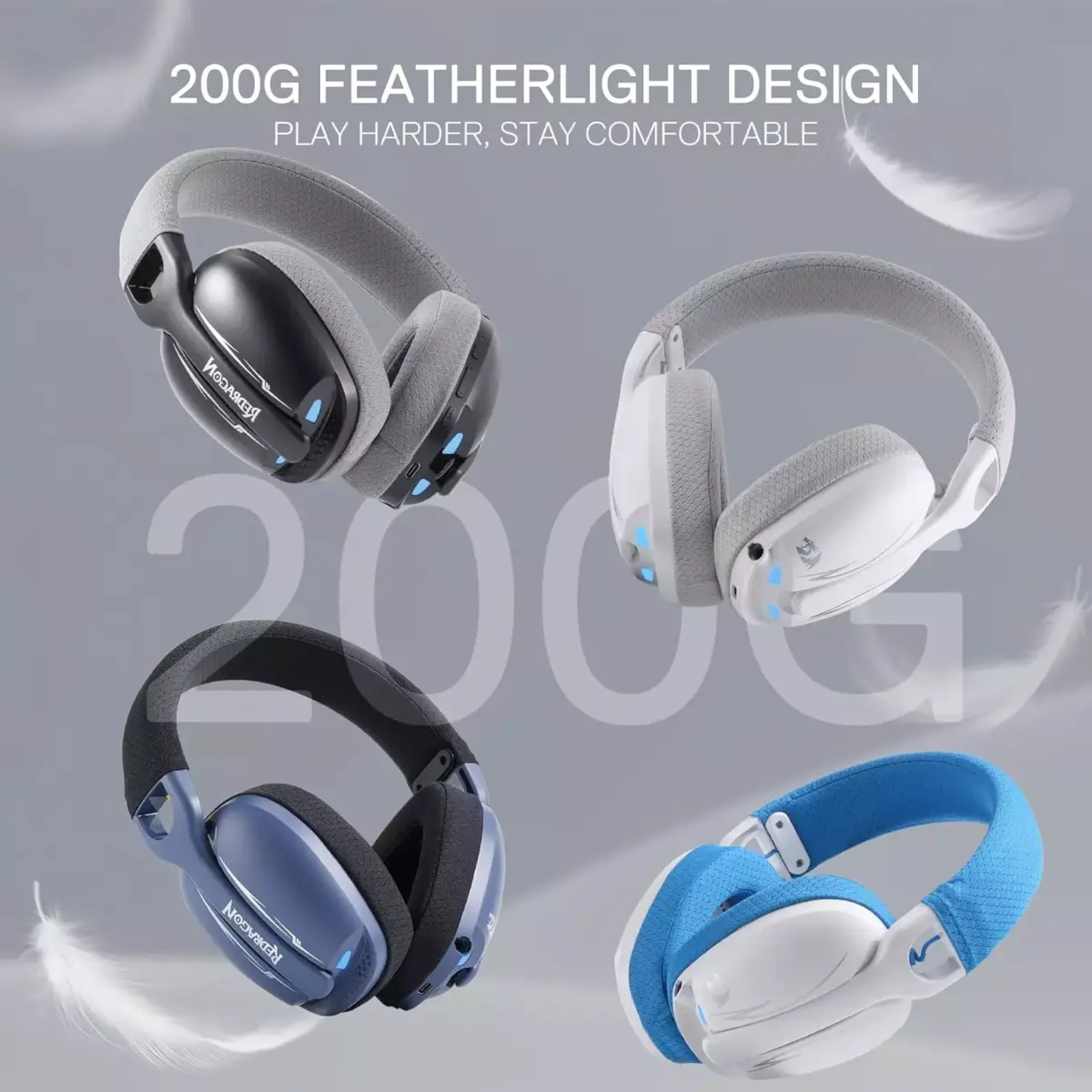 Redragon H878 SKULD PRO Wireless / Bluetooth / Wired Gaming Headset - 7.1 Surround Sound (Black&Gray)