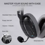 Redragon H878 SKULD PRO Wireless / Bluetooth / Wired Gaming Headset - 7.1 Surround Sound (Black&Gray)