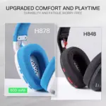 Redragon H878 SKULD PRO Wireless Bluetooth Wired Gaming Headset - 7.1 Surround Sound (White&Blue)