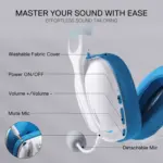 Redragon H878 SKULD PRO Wireless Bluetooth Wired Gaming Headset - 7.1 Surround Sound (White&Blue)