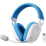 Redragon H878 SKULD PRO Wireless Bluetooth Wired Gaming Headset - 7.1 Surround Sound (White&Blue)