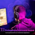 Redragon H888 LUCE Wireless Bluetooth Wired 3.5mm Gaming Headset - 7.1 Surround Sound (Black)