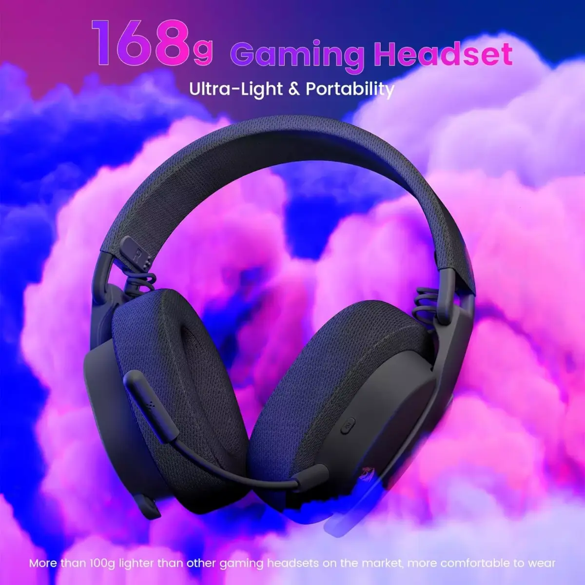 Redragon H888 LUCE Wireless Bluetooth Wired 3.5mm Gaming Headset - 7.1 Surround Sound (Black)