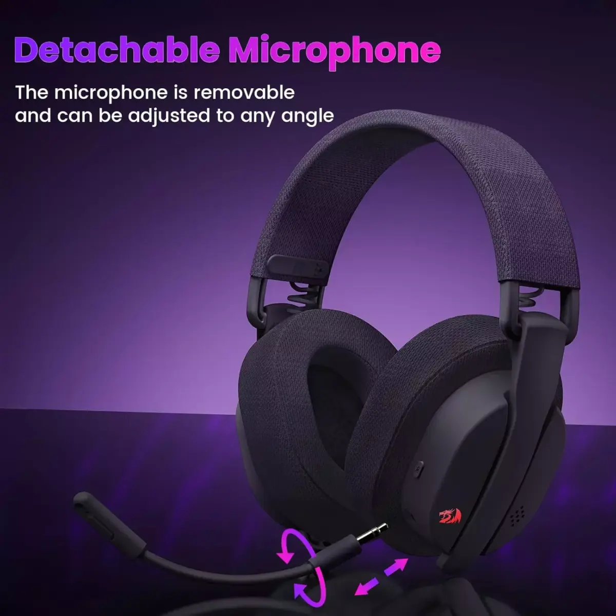 Redragon H888 LUCE Wireless Bluetooth Wired 3.5mm Gaming Headset - 7.1 Surround Sound (Black)