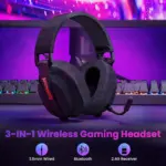 Redragon H888 LUCE Wireless Bluetooth Wired 3.5mm Gaming Headset - 7.1 Surround Sound (Black)