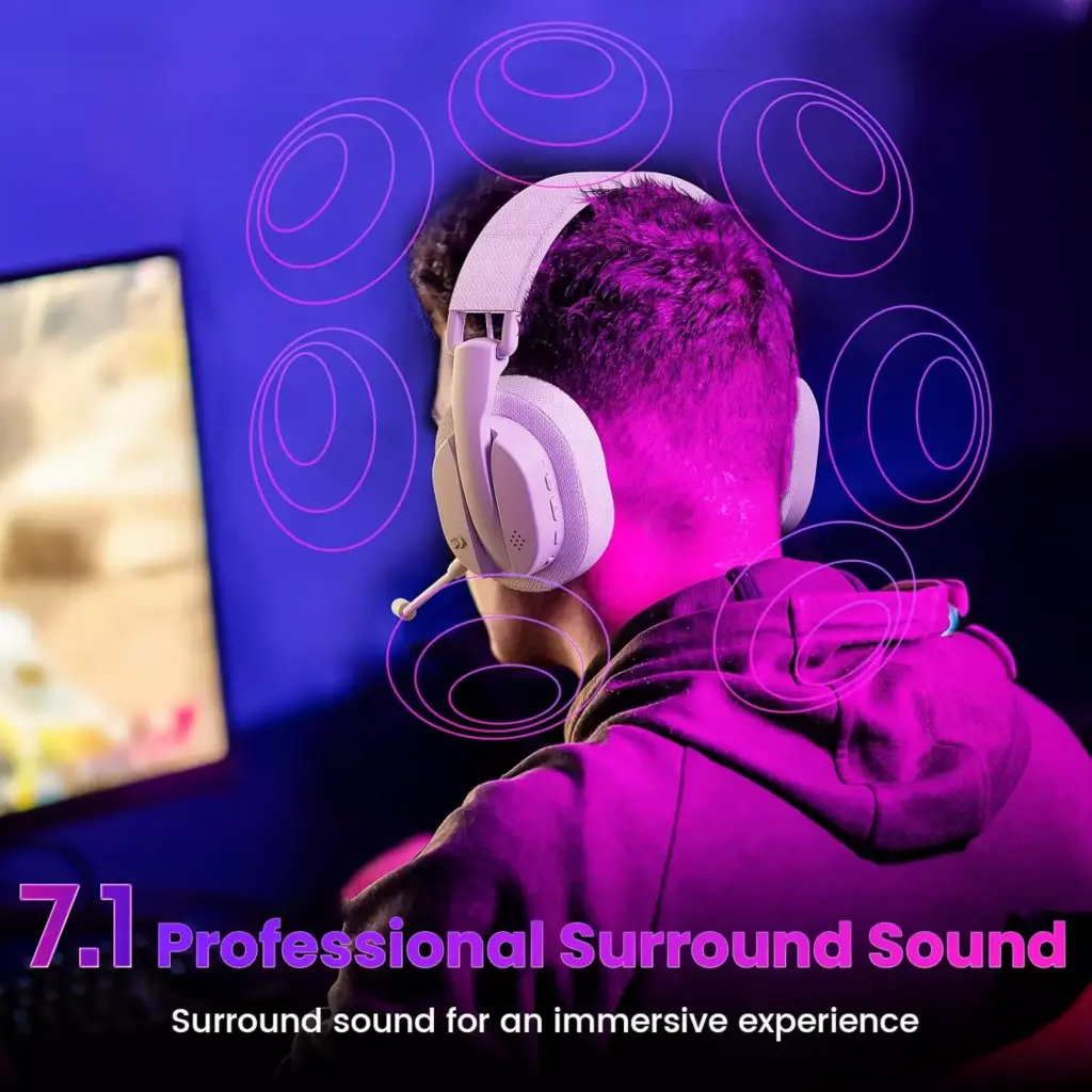Redragon H888 LUCE  Wireless  Bluetooth  Wired 3.5mm Gaming Headset - 7.1 Surround Sound (White)