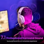 Redragon H888 LUCE Wireless Bluetooth Wired 3.5mm Gaming Headset - 7.1 Surround Sound (White)
