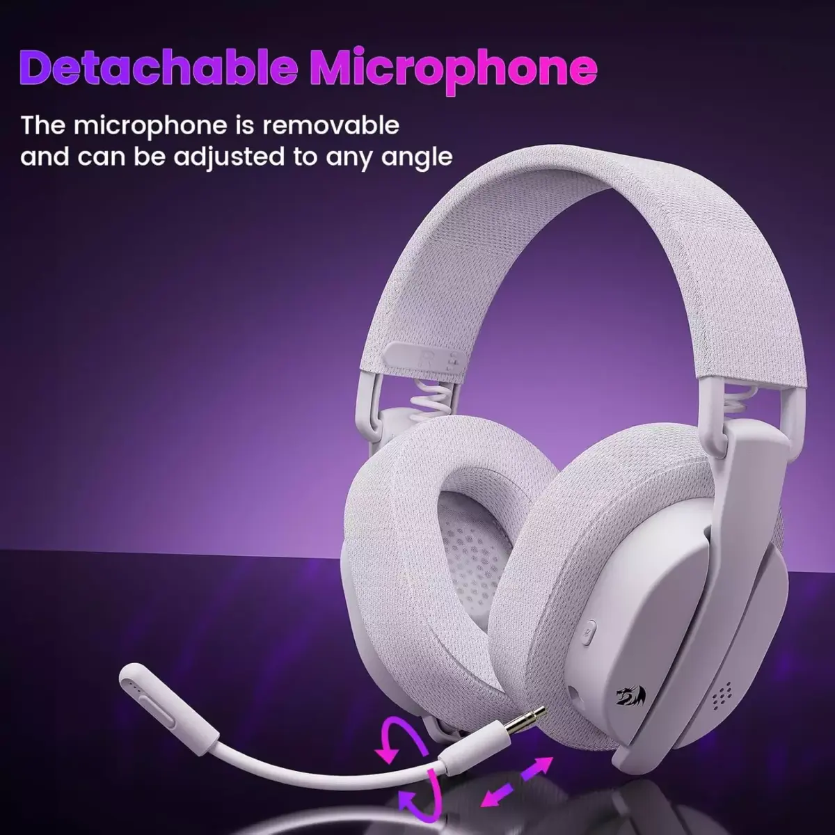 Redragon H888 LUCE Wireless Bluetooth Wired 3.5mm Gaming Headset - 7.1 Surround Sound (White)