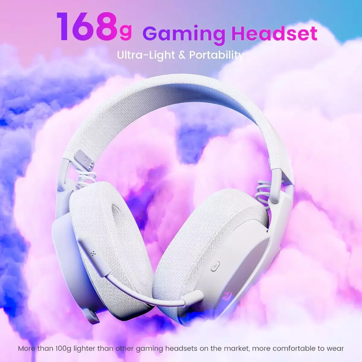 Redragon H888 LUCE Wireless Bluetooth Wired 3.5mm Gaming Headset - 7.1 Surround Sound (White)