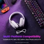 Redragon H888 LUCE Wireless Bluetooth Wired 3.5mm Gaming Headset - 7.1 Surround Sound (White)