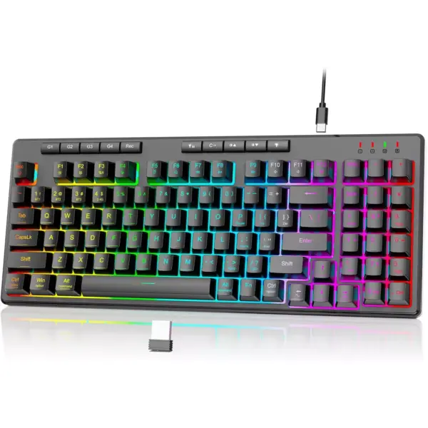 Redragon K517 VARO Pro Tri-Mode Wireless, Bluetooth, Wired Gaming Keyboard, RGB Backlit, Mechanical Feel with 4 Macro Keys, Number Pad, 4000mAh Battery
