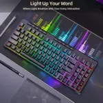 Redragon K517 VARO Pro Tri-Mode Wireless, Bluetooth, Wired Gaming Keyboard, RGB Backlit, Mechanical Feel with 4 Macro Keys, Number Pad, 4000mAh Battery