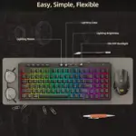 Redragon K517 VARO Pro Tri-Mode Wireless, Bluetooth, Wired Gaming Keyboard, RGB Backlit, Mechanical Feel with 4 Macro Keys, Number Pad, 4000mAh Battery