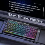Redragon K517 VARO Pro Tri-Mode Wireless, Bluetooth, Wired Gaming Keyboard, RGB Backlit, Mechanical Feel with 4 Macro Keys, Number Pad, 4000mAh Battery