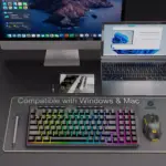 Redragon K517 VARO Pro Tri-Mode Wireless, Bluetooth, Wired Gaming Keyboard, RGB Backlit, Mechanical Feel with 4 Macro Keys, Number Pad, 4000mAh Battery