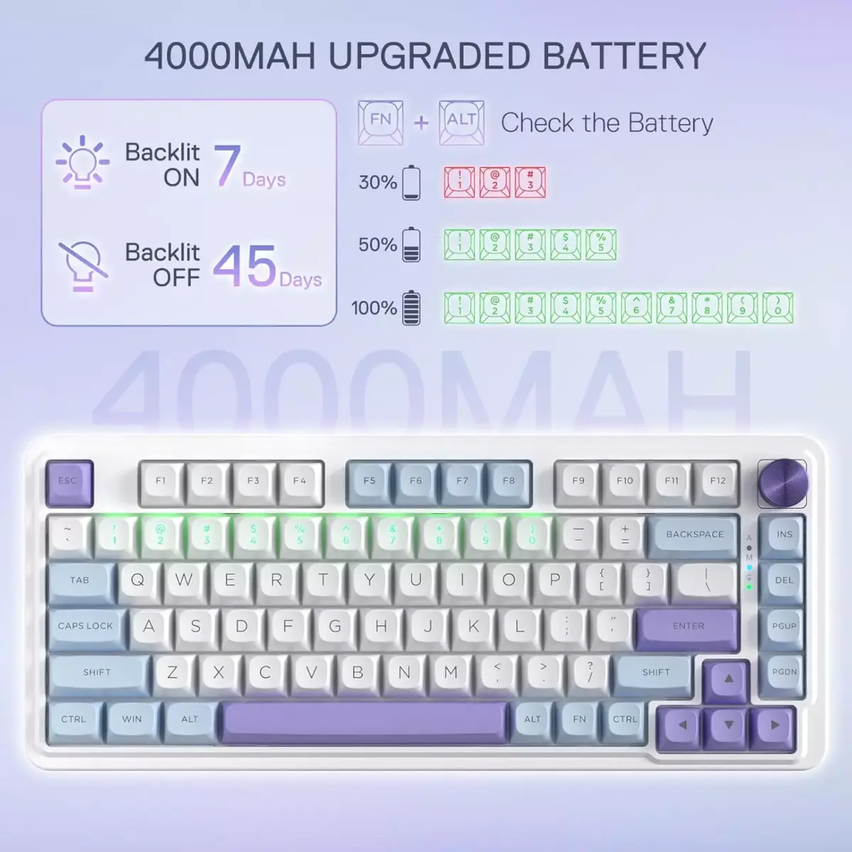 Redragon K673 UCAL MAX 3-Modes Wireless, Bluetooth Wired RGB Gaming Mechanical Keyboard, Dedicated Knob Control Custom Linear Switch