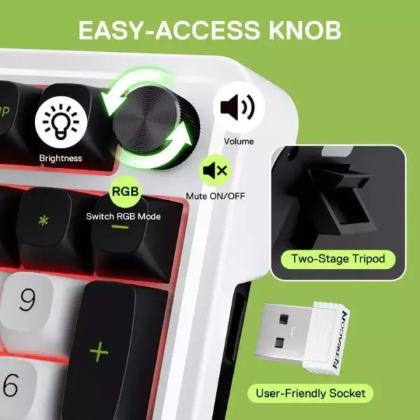 Redragon K686 EISA MAX 3-Modes Wireless, Bluetooth Wired RGB Gaming Mechanical Keyboard, Dedicated Knob Control Custom Linear Switch