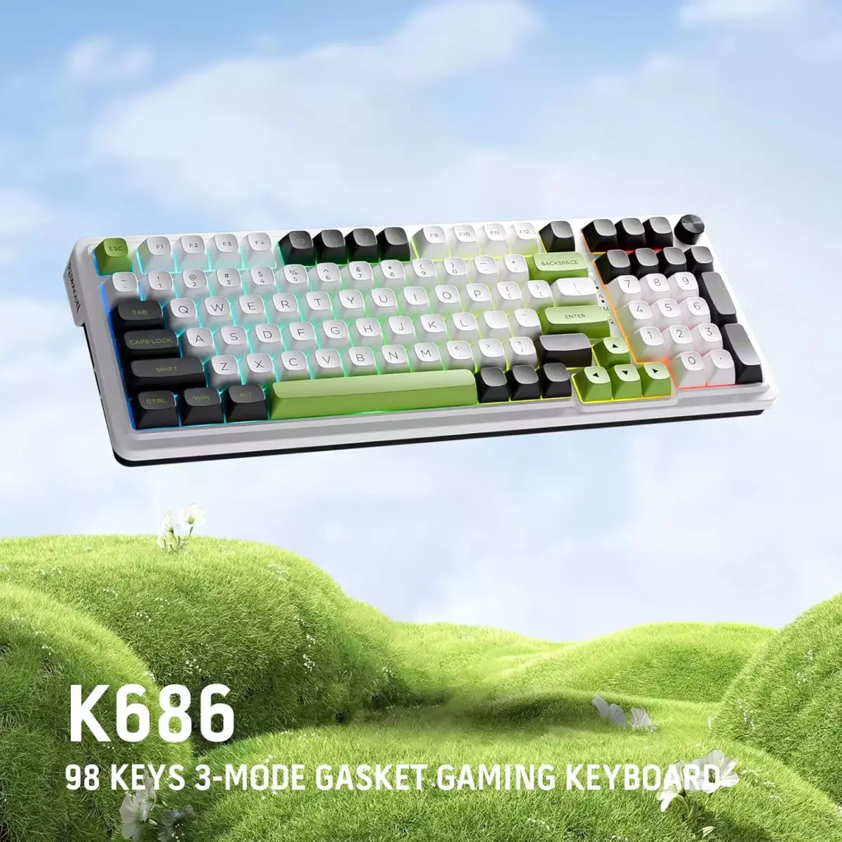 Redragon K686 EISA MAX 3-Modes Wireless, Bluetooth Wired RGB Gaming Mechanical Keyboard, Dedicated Knob Control Custom Linear Switch