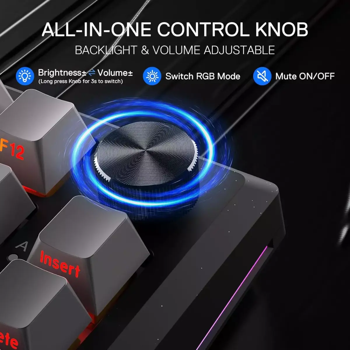 Redragon K687 PENUMBRA PRO CNC Aluminum  3-Modes Wireless, Bluetooth, Wired RGB Gaming Mechanical Keyboard, Dedicated Knob Control Custom Linear Switch