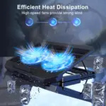 XTRIKE ME FN818 Laptop Cooling Pad Stand - 2 x Blue Led Fans – 2 USB Ports - Support UP 17 Inch