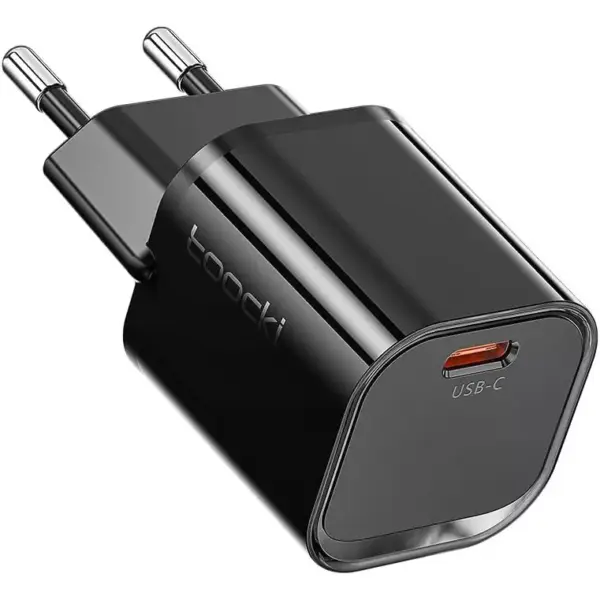 toocki 20W USB-C Fast Charger with GaN, Compact & Universal for iPhone 12-16/Samsung S22-S23/iPad/Xiaomi/Huawei - USB C Plug & Smart Safety (Black)