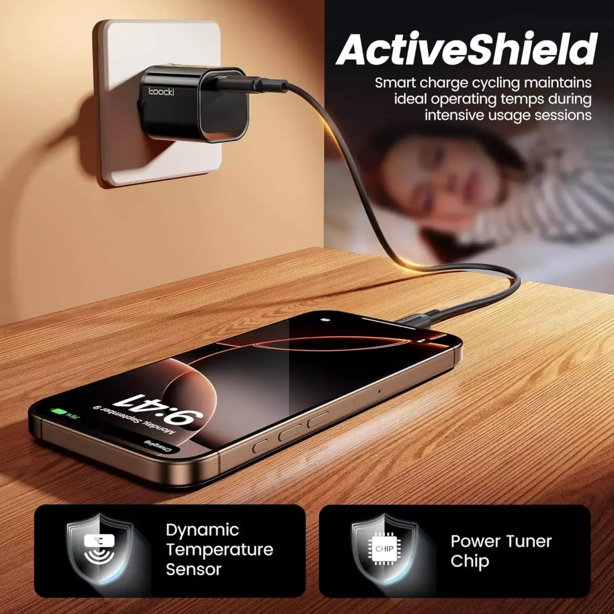toocki 20W USB-C Fast Charger with GaN, Compact & Universal for iPhone 12-16/Samsung S22-S23/iPad/Xiaomi/Huawei - USB C Plug & Smart Safety (Black)